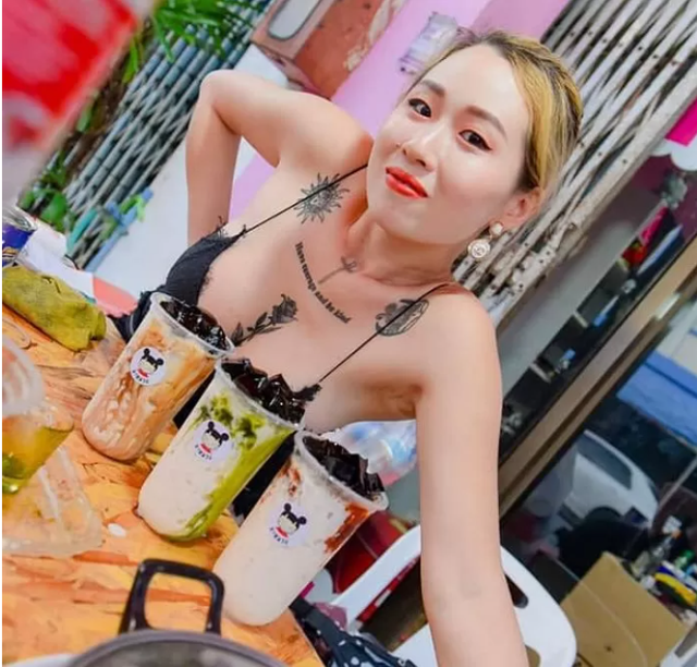 Chỉ mặc tạp dề đứng bán trà sữa, cô nàng hot girl xinh đẹp cay đắng khi bị đối thủ report, bất chấp khách hàng ra sức bảo vệ - Ảnh 4.